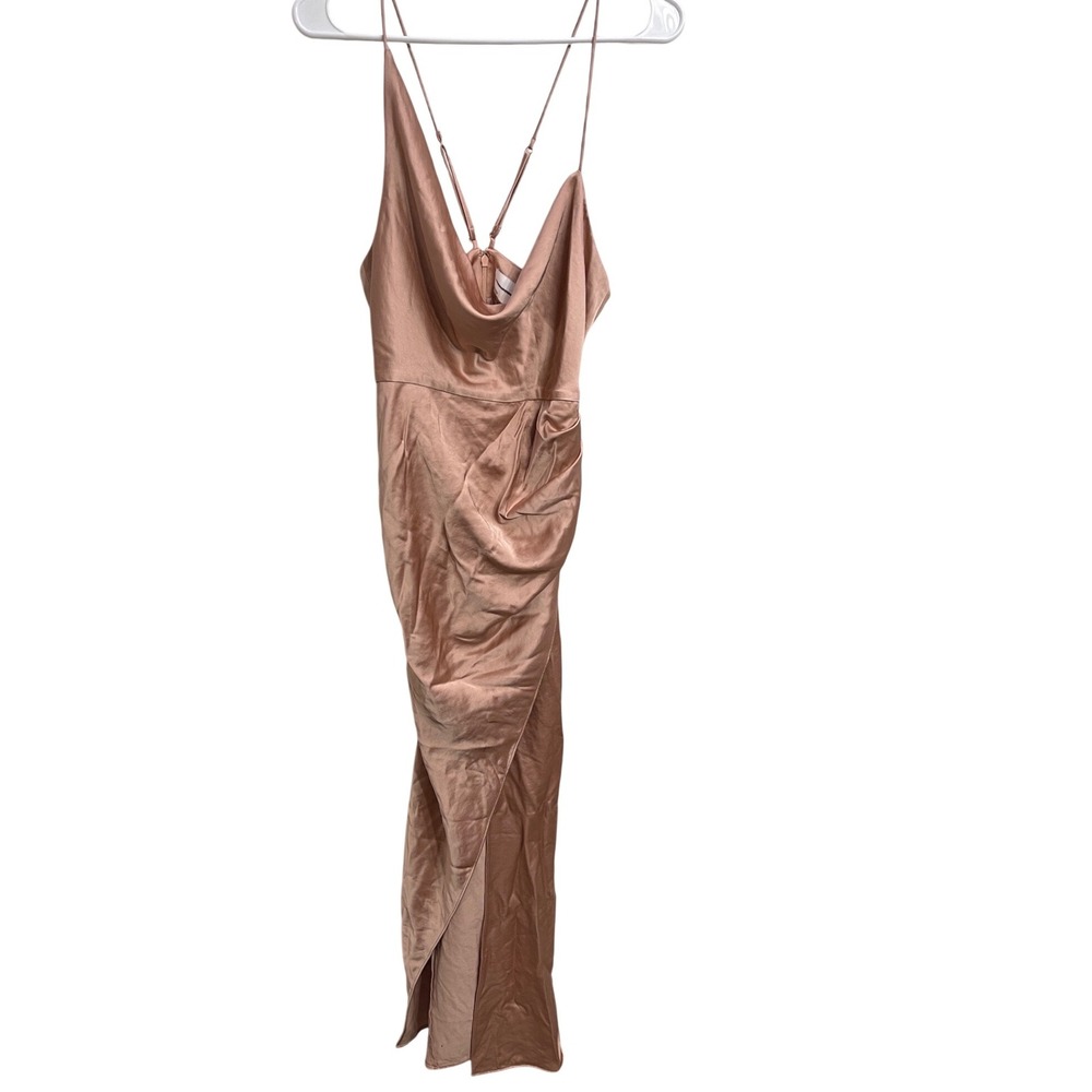 Significant Other‎ Aria Satin Cowl Midi Dress Blush Pink Ruched Slip US 6 AU 10 - Picture 3 of 8